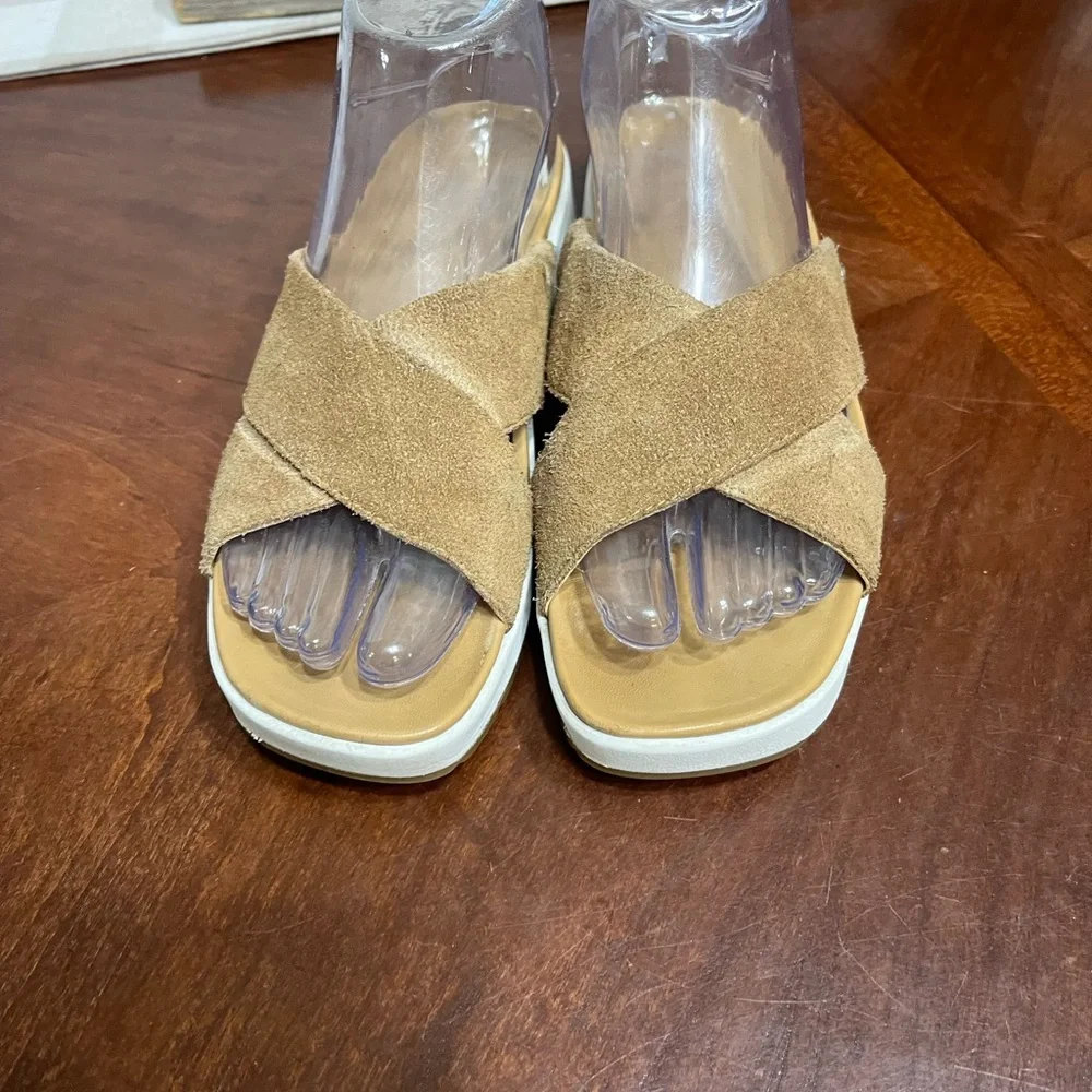UGG Tan Suede Crisscross Slide Sandals - Picture 2 of 10